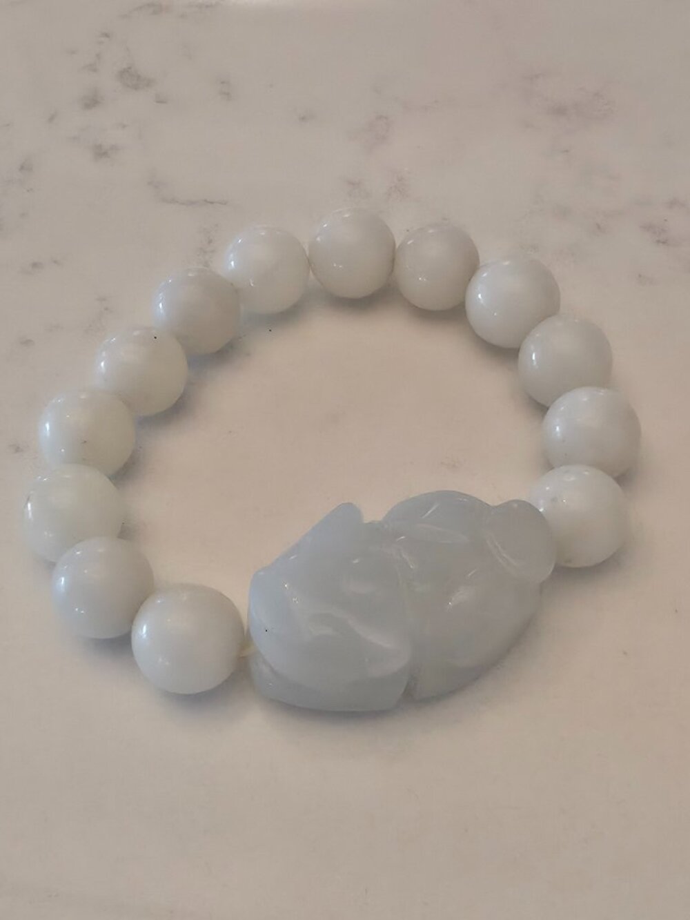 White Chunky Beaded Stretch Bracelet